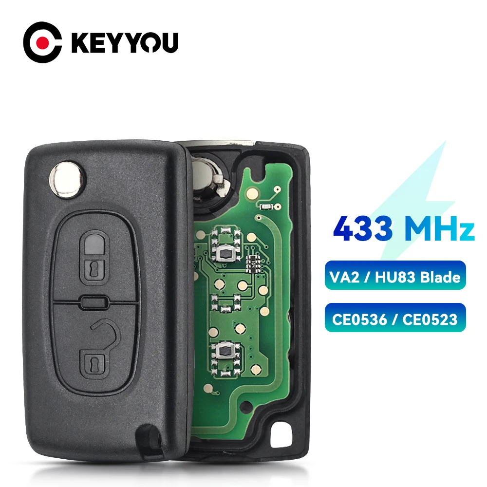 KEYYOU 1 SZTUK 434Mhz ASK FSK Zdalny kluczyk do Peugeot 107 207 307 308 Do Citroen C2 C3 C4 C5 C6 C8 Xsara Picasso CE0523 Ce0536