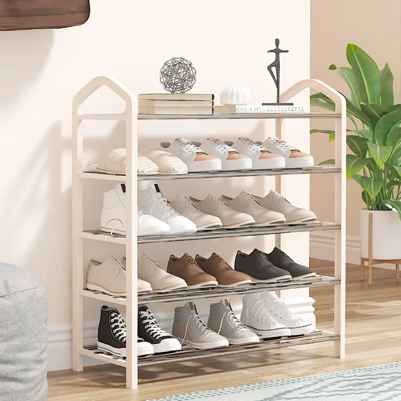 

Narrow Metal Shoe Rack Dustproof Entryway Organizer Slim Dormitory Compact Space No-Assembly Storage Solution