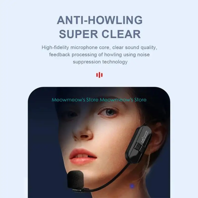 W91A 2.4G Wireless Microphone Headset Wireless Headset Head Mounted Handheld 2 in 1 Microphone for Teaching Tours Guide