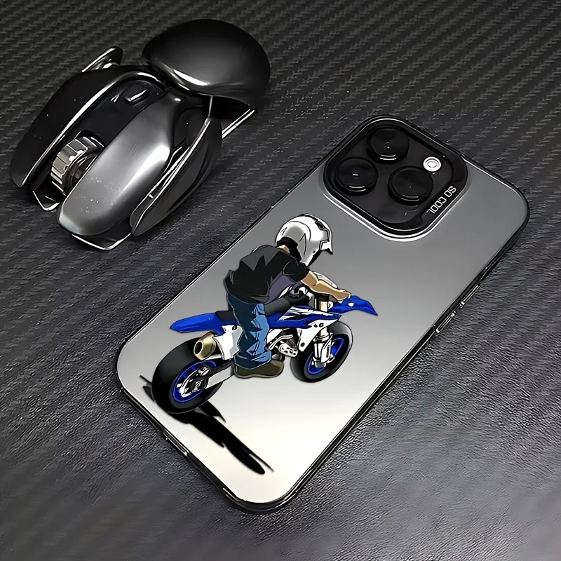 

Модный чехол для телефона с мотоциклетным принтом, совместимый с iPhone 17, 16, 15, 14, 13, 12, 11 Pro/Max/Plus, противоударный и защищающий от падений.