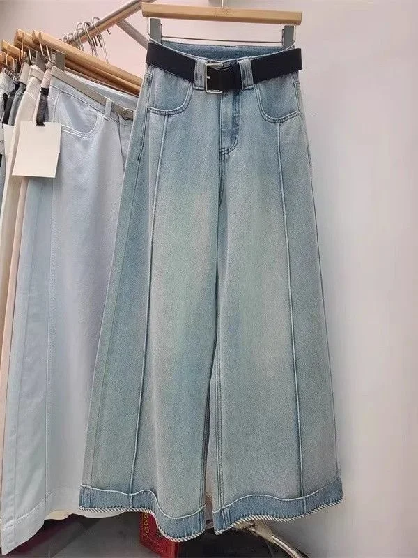 

High Waist Wide Leg Jeans Women's Spring New Sle Casual Loose Slimming Straight Cut Denim Pants Versatile for All Ocns