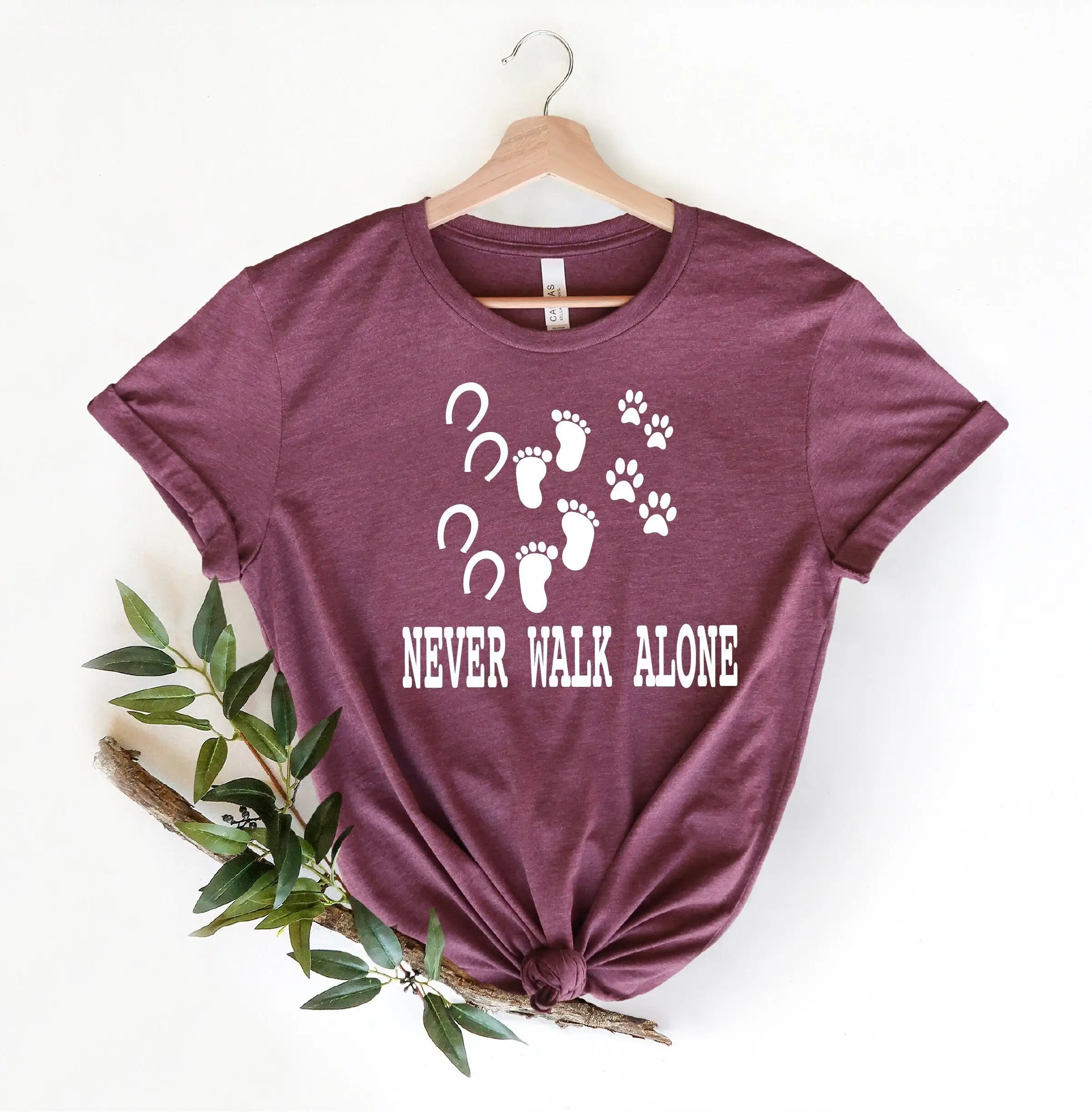 Never Walk Alone T Shirt Horse Lover Dog Farm For Farmgirl Country Ride