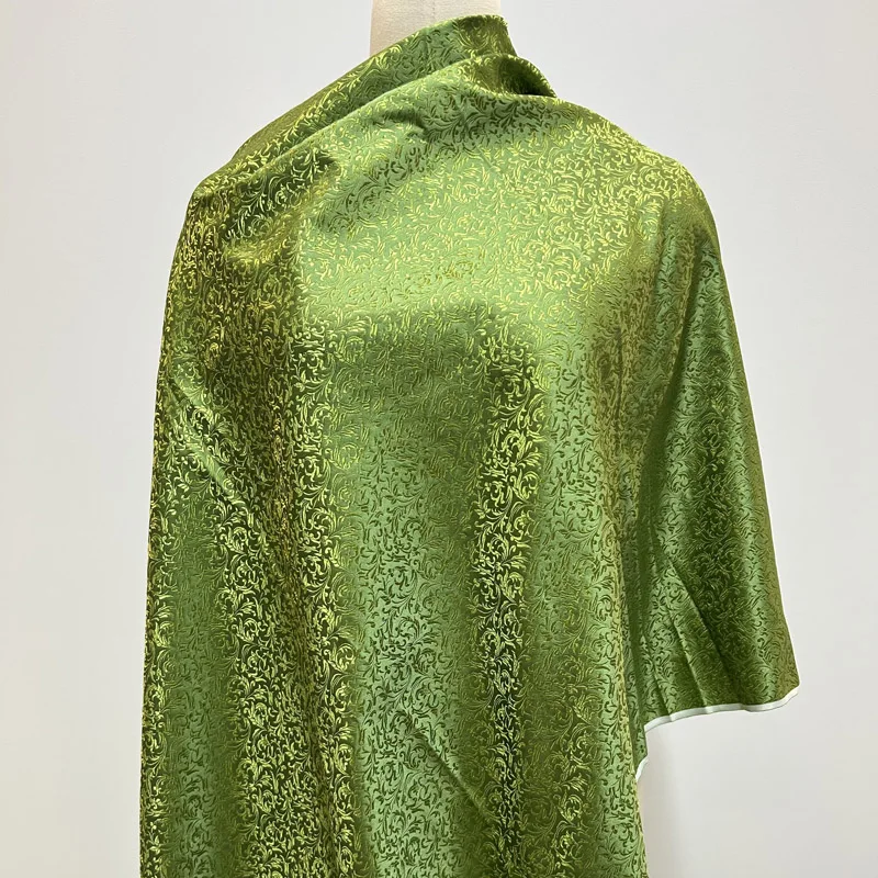 

Pre-cut Lime Green Brocade With Subtle Floral Design, Rich Satin Texture Versatile Fabric For Fashion And Decorative