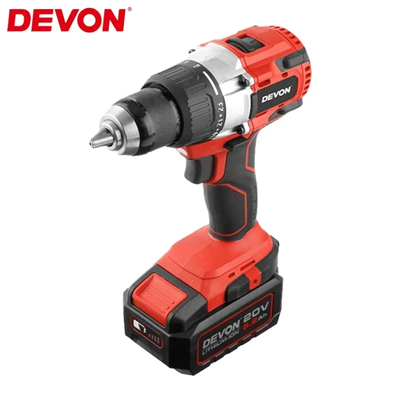 DEVON Electric Drill Heavy Duty 5282 20v Brushless Max 120Nm 2300rpm 2 Speed Adjustable Universal Flex Battery Platform