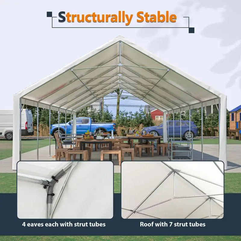 20x40FT Heavy Duty Party Tent with 3 Carry Bags & Removable Sidewalls, Large Outdoor Canopy for Weddings, Events, Carports,