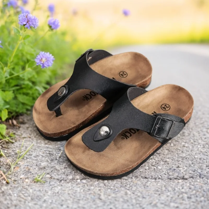 Children's Outdoor Flip-flops Kid's Summer Beach Cork Slippers Hipster Boys Boken Shoes Girls Korean Flip-flops