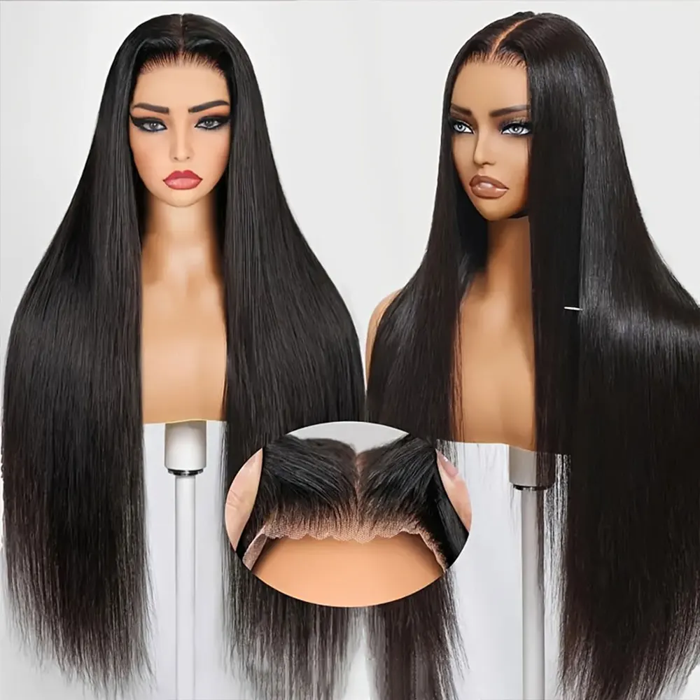 

40 Inch Transparent Lace Straight 13X4 Lace Front Human Wig Natural Black Color Natural Hairline Long Straight Human Hair Wig