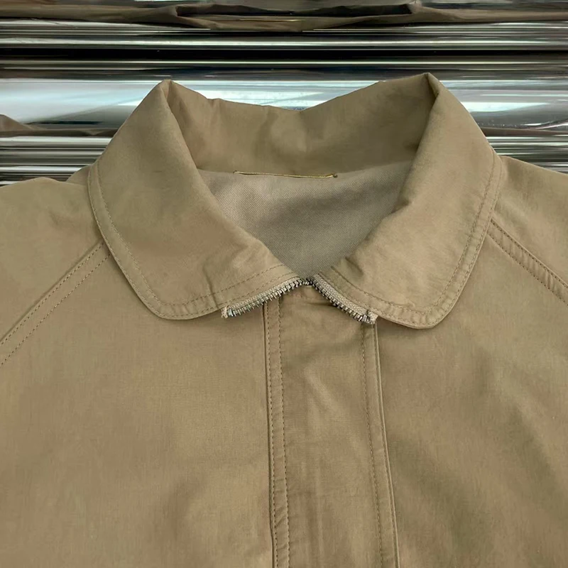 سترة نسائية كاكي أنيقة عتيقة مع طية صدر السترة، سترة مستوحاة من الخصر، خريف، وصول جديد، 2025