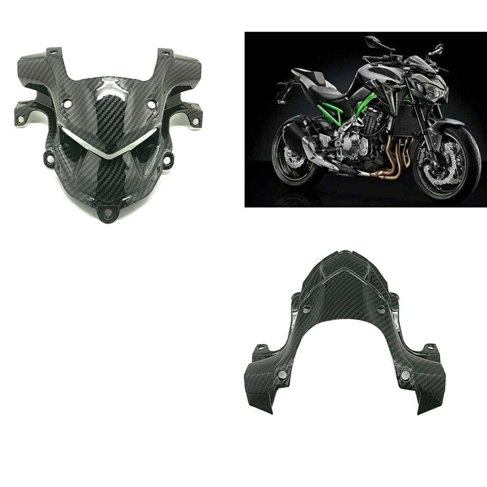 Motorcycle Carbon Fiber Front Fairing Aerodynamic Headlight Upper Top Cover Beak Nose for Kawasaki Z900 2017-2019