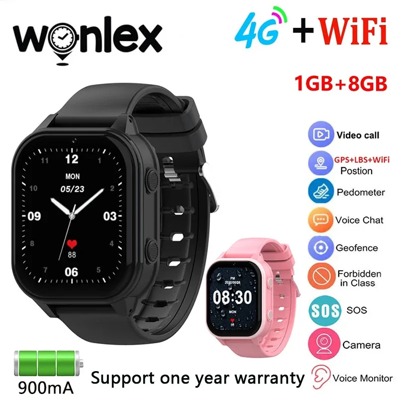 Wonlex 4G Smart Watch Kid SOS GPS WiFi Wristwatch Whatsapp KT19Pro Android8.1 with Video Call Camera Monitor Children smartwatch