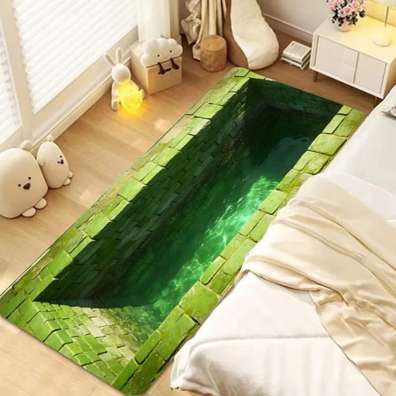 2D Print Crocodile Pond Runner Rug Realistic Alligator in Water Pranks Design Decor Floor Mat Soft Non-Slip Carpet for Bedroom