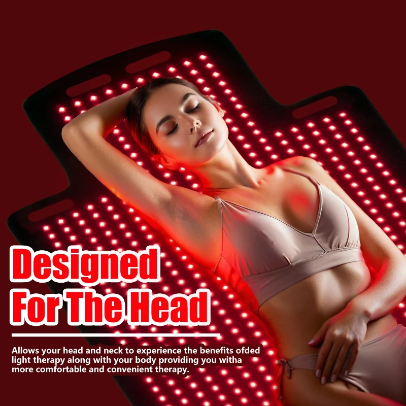 

LED red light physiotherapy pad, large size, 1300 beads 660/850nm, dimming timing pulse FDA