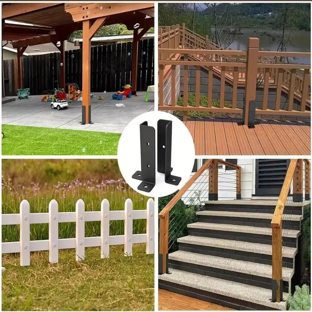 

Комплект из 4 регулируемых кронштейнов для столбов, устойчивых к коррозии, сверхпрочных опорных оснований для заборов с металлическими винтами