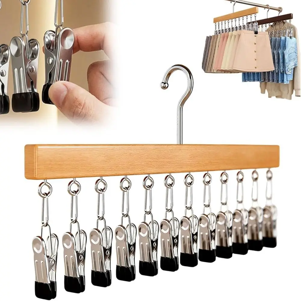 with 10 Clips Closet Organizer with 12 Clips Space Saving Clothes Hanger Multifunctional 360° Rotating Legging Hangers