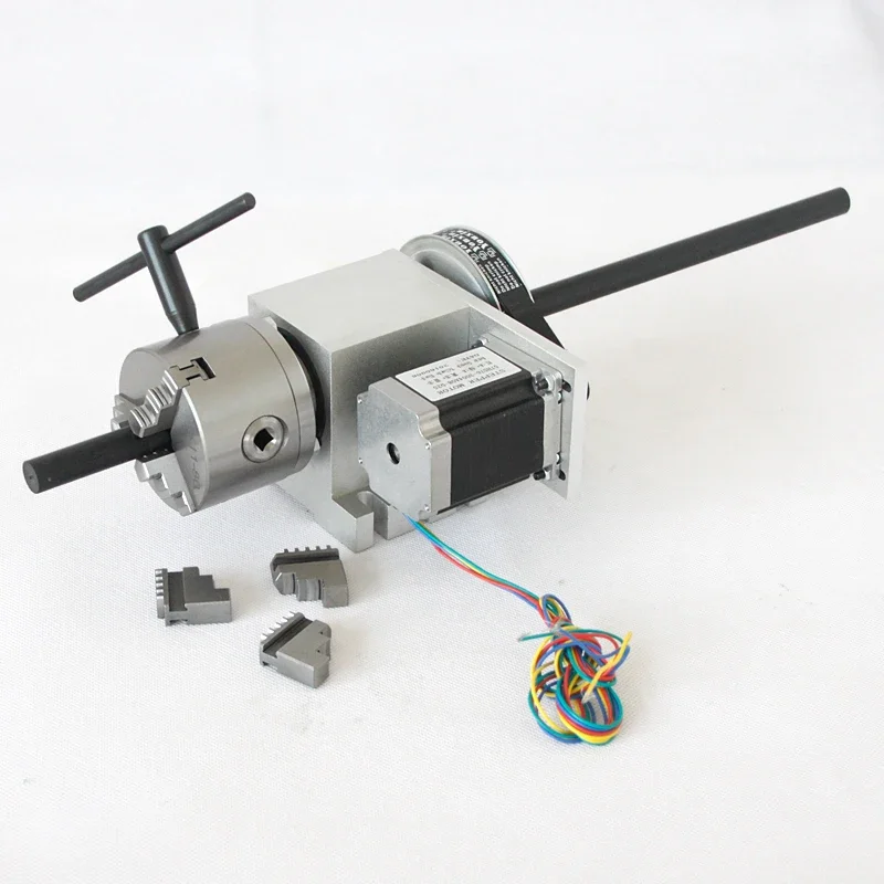 K5M-6-80A two-phase Stepper Motor 57 80MM 3-jaw cnc 4 axis rotary chuck Hollow Shaft 4th  Router Rotary for Miiling Machine