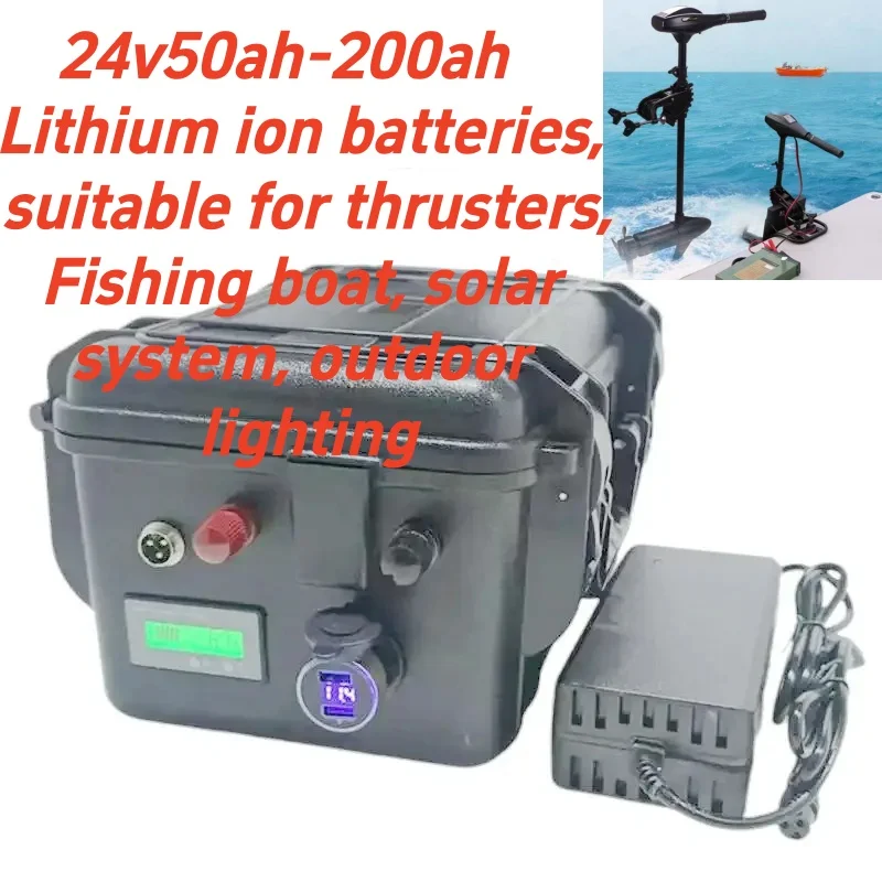 7S 24V 50Ah 60Ah 80Ah 100Ah 120Ah 150Ah 200Ah Lithium ion Li-ion battery pack with Bluetooth BMS For Trolling fishing boat