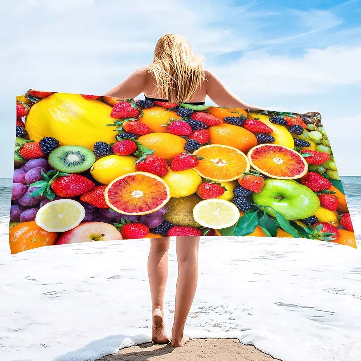 Tropical Fruits Beach Towel Summer Fruit Beach Towels for Adults Beach Pool Spa Gym Travel Microfiber Large Travel Holiday