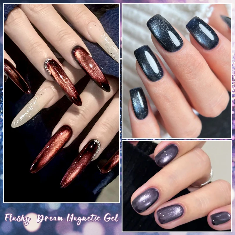 7 قطعة حلم مبهرج القط المغناطيسي هلام مسمار مجموعة طلاء الأظافر الترا تألق الزجاج حبة تأثير شبه دائم نقع قبالة UV هلام الورنيش مسمار الفن #5