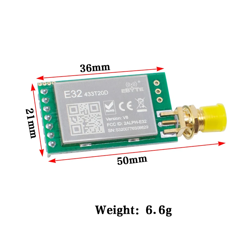 LoRa SX1278 SX1276 433MHz Module Transmitter Receiver 8000m E32-433T20D-V2.0 UART Long Range 433 MHz 1W Wireless rf Transceiver