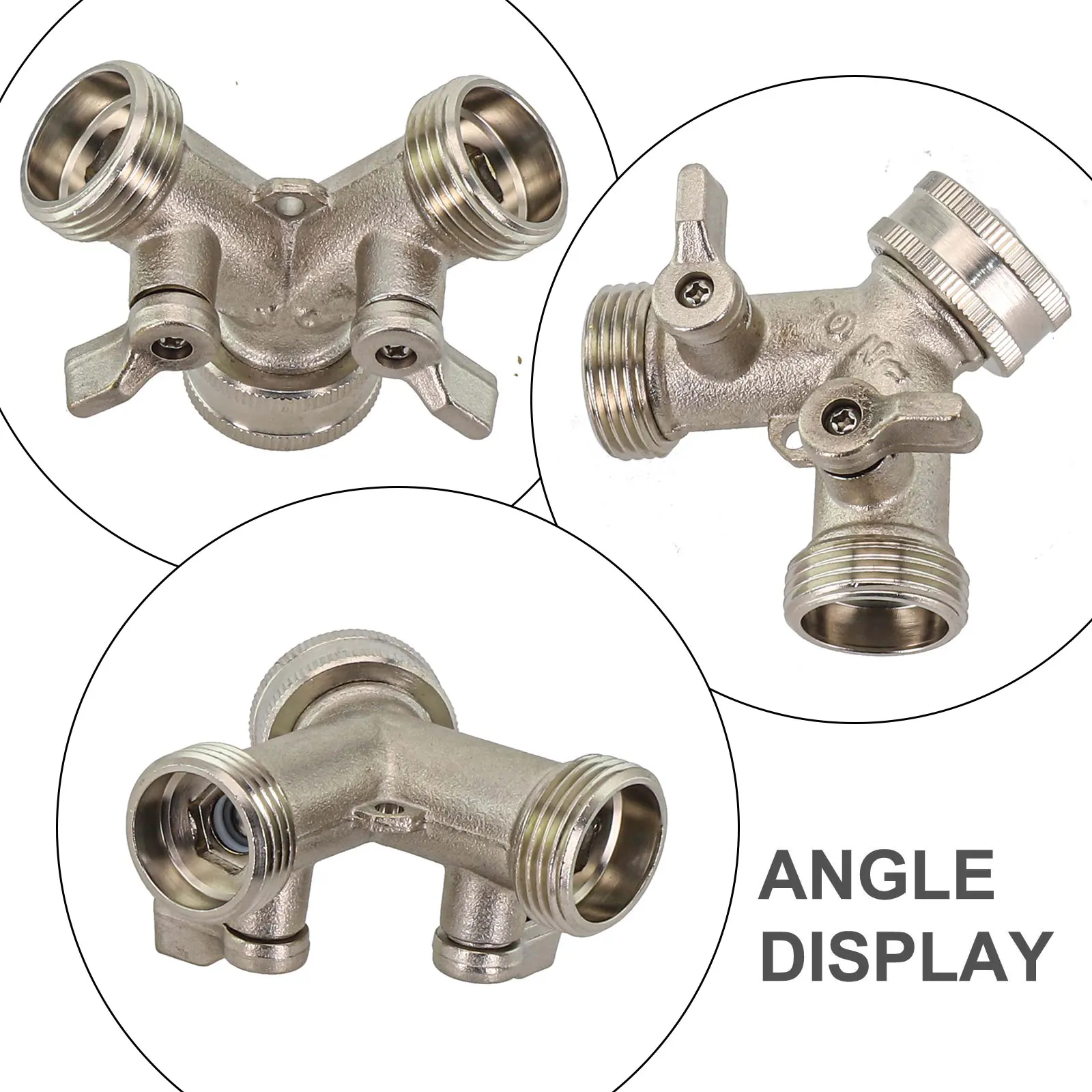​​1pc Brass Tap Connector For Garden Hose Water Divider 2-Way Electroplated Fittings Plumbing Diverter Adapter Ball Valve Parts