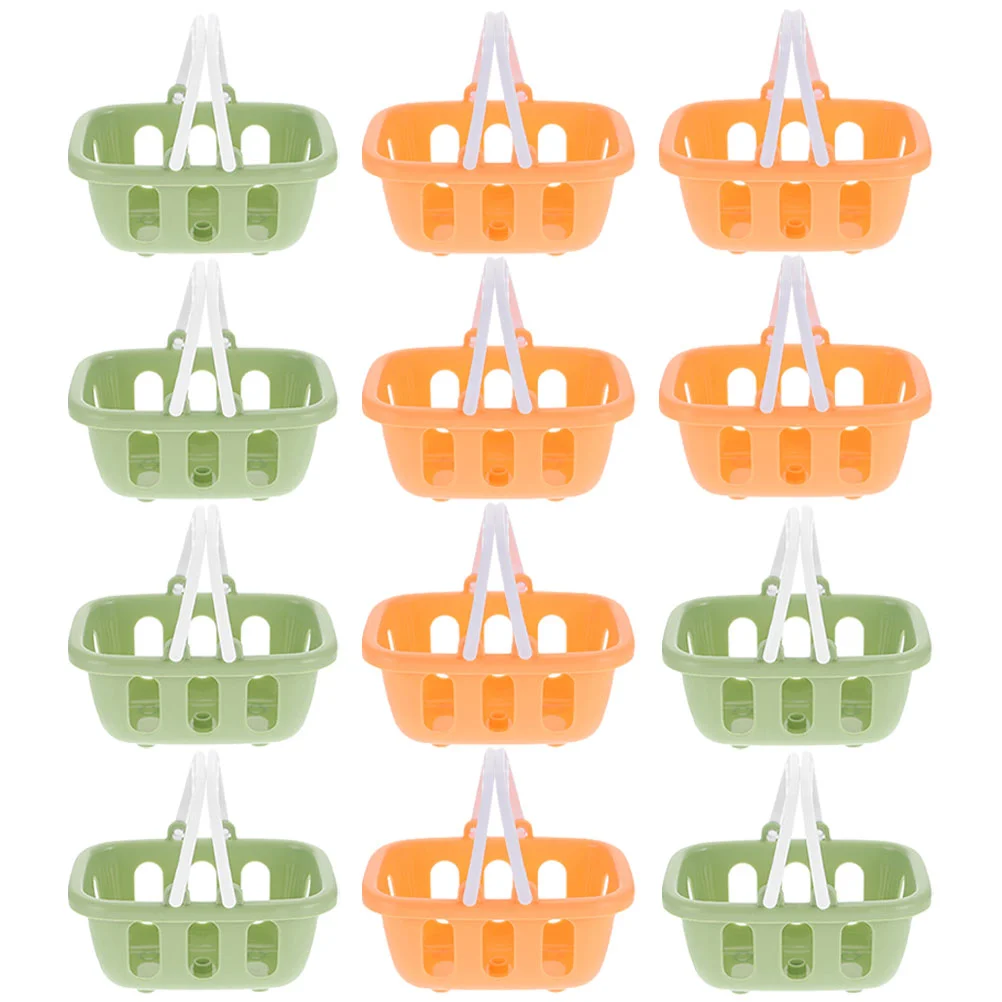 

12 Pcs Mini Shopping Basket Toy Decorative Miniature Model Room Crafts Lightweight Plastic Rattan Mini House