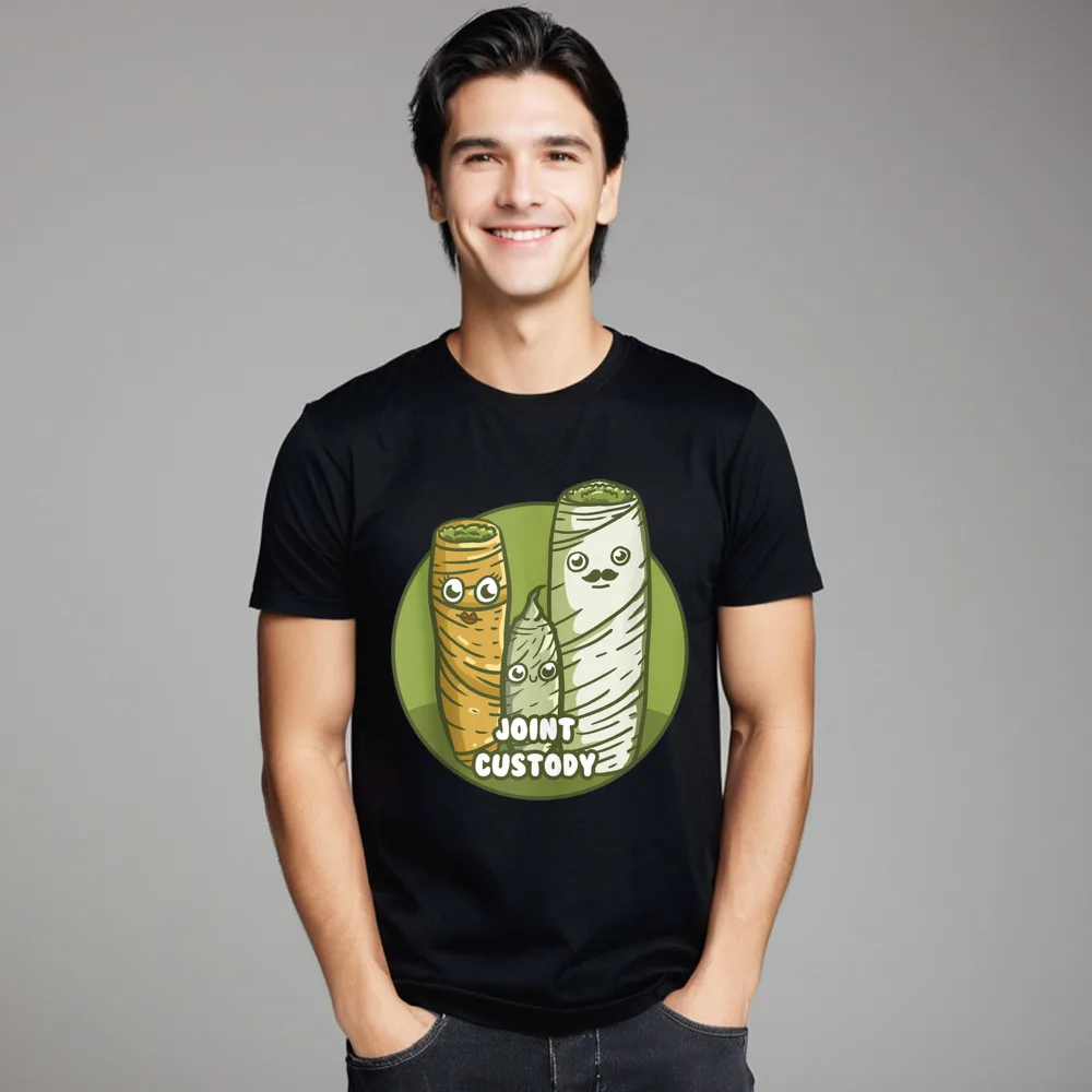 Joint Custody Funny Weed Round Neck T Shirts Mother Day Cool Tops Tees Short Sleeve Funny 100% Cotton Tees Men's