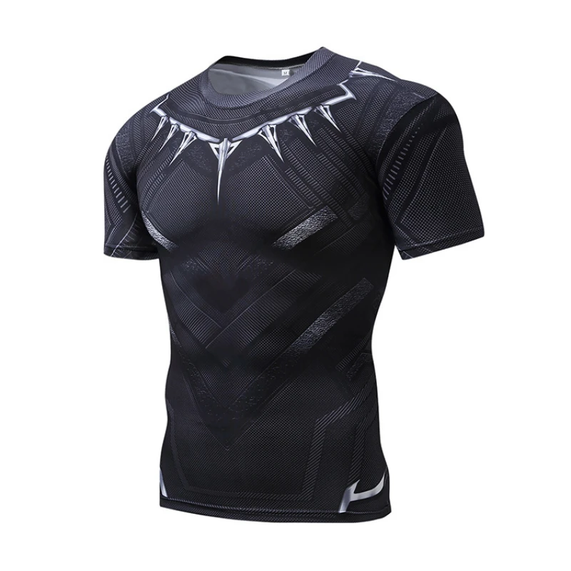 Marvel T Shirt Avengers Spiderman Iron Man Black Panther Costume Short Sleeve Cosplay Sports Fitness Top Birthday Gifts