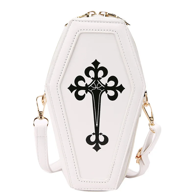 Gothic Coffin Cross Designer Women Girl Black Shoulder Crossbody Bag Messenger Bags Cosplay