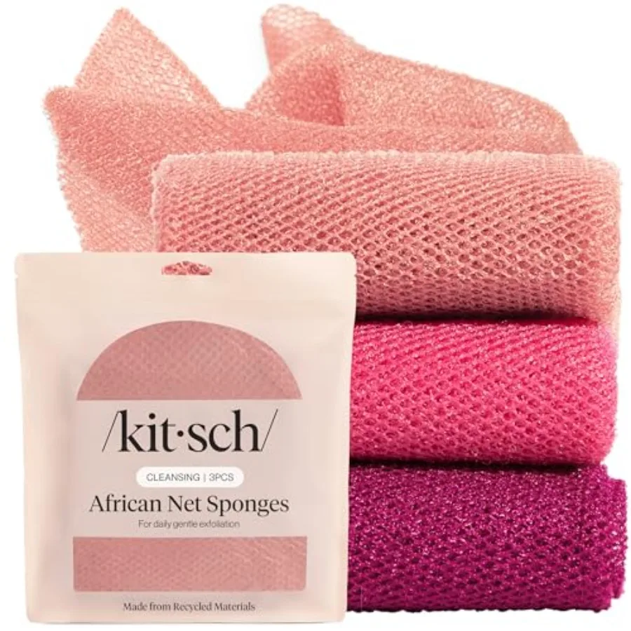 

African Net Sponge Exfoliating Body Scrubber for Cleansing Gentle Daily Exfoliation Stretchable Bath Sponge for Hard-to-Reach A
