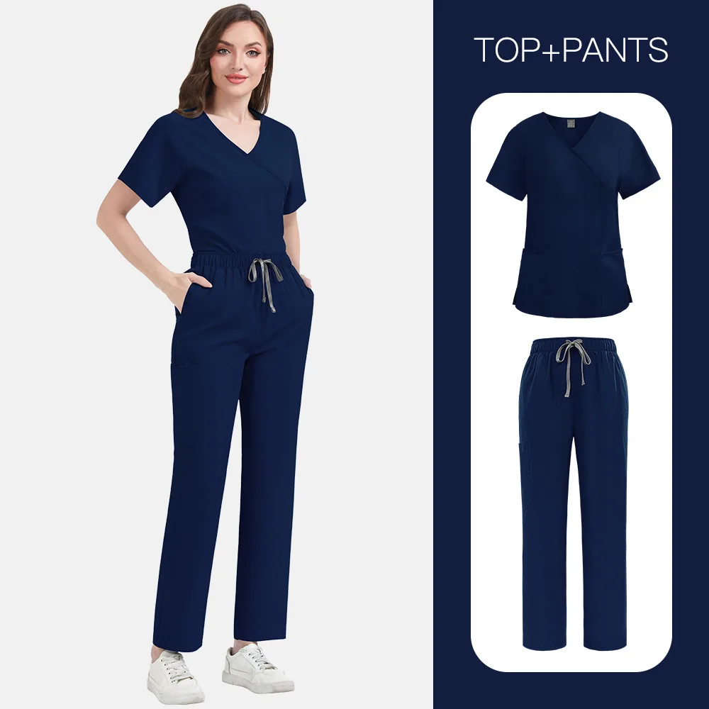 ชุดยูนิฟอร์มทางการแพทย์แบบสลิมฟิตสำหรับผู้หญิง ชุดสครับสำหรับโรงพยาบาล เสื้อผ้าสำหรับพยาบาล อุปกรณ์เสริมสำหรับคลินิกทันตกรรม ร้านเสริมสวย สปา ชุดทำงาน