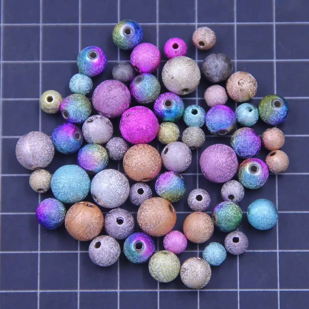 1000PCS Mix Acrylic Round Spacer Beads Random Size 6/8/10mm Handmade Crafts Jewelry Apparel Decoration Supplies DIY Material Bag