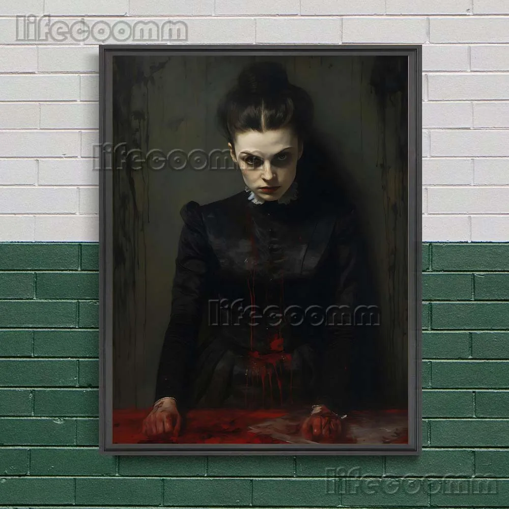 Blood Queen Dark Hell Magic Witch Witchcraft Wall Art Canvas Print  Dracula Bloodsucker Succubus Art Poster And Print Home Decor