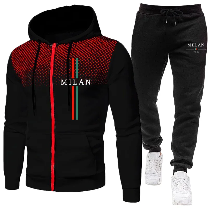 Men's Tracksuit Casual Zipper Hooded Sweatshirts Dot Coat Autumn Winter Sports Jogging Clothing Daily Outdoors Jacket Streetwear - view 3