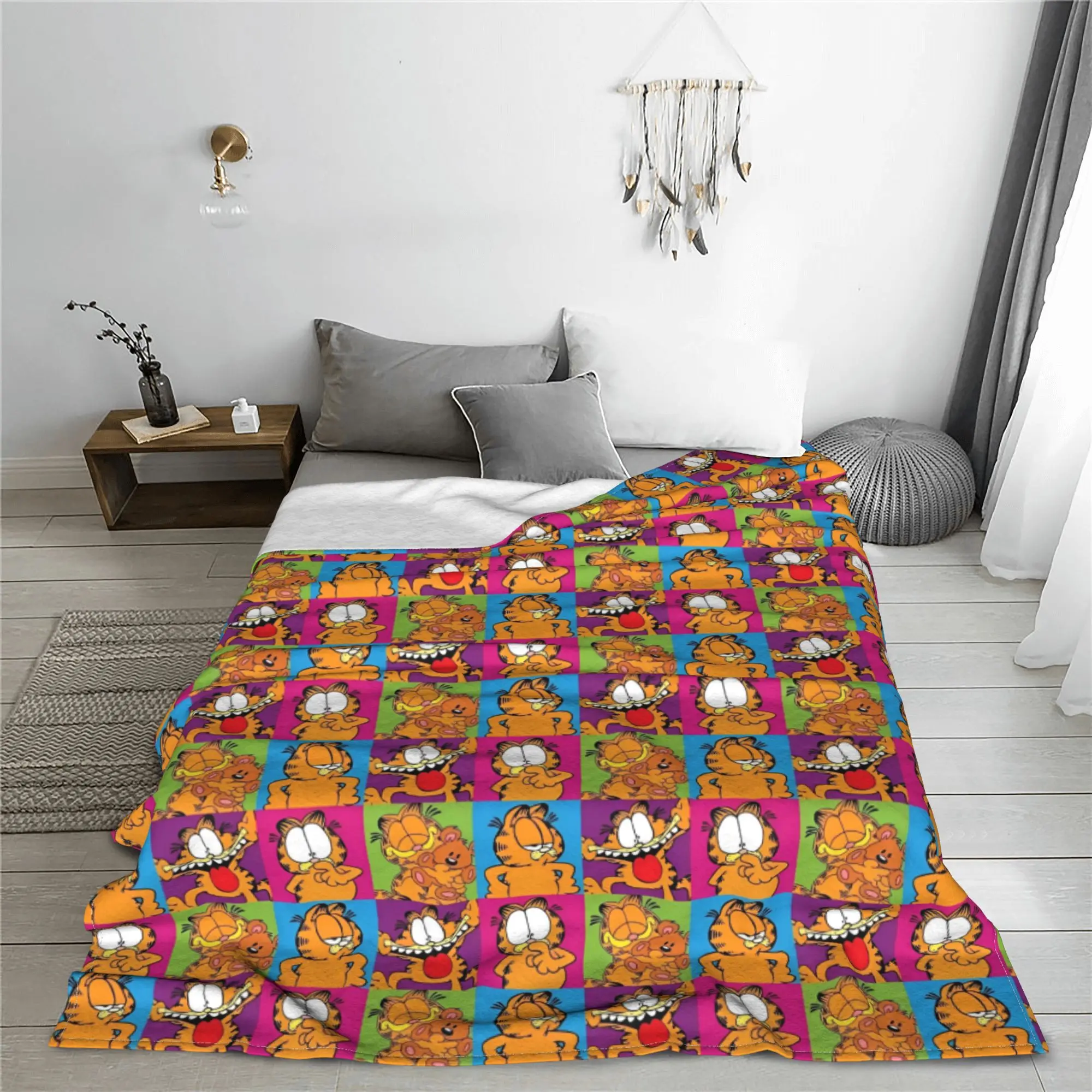 G-Garfielded Many Emotions Knitted Blankets Fleece Cute Cartoon Soft Throw Blanket for Car Sofa Couch Bed Quilt Autumn/Winter