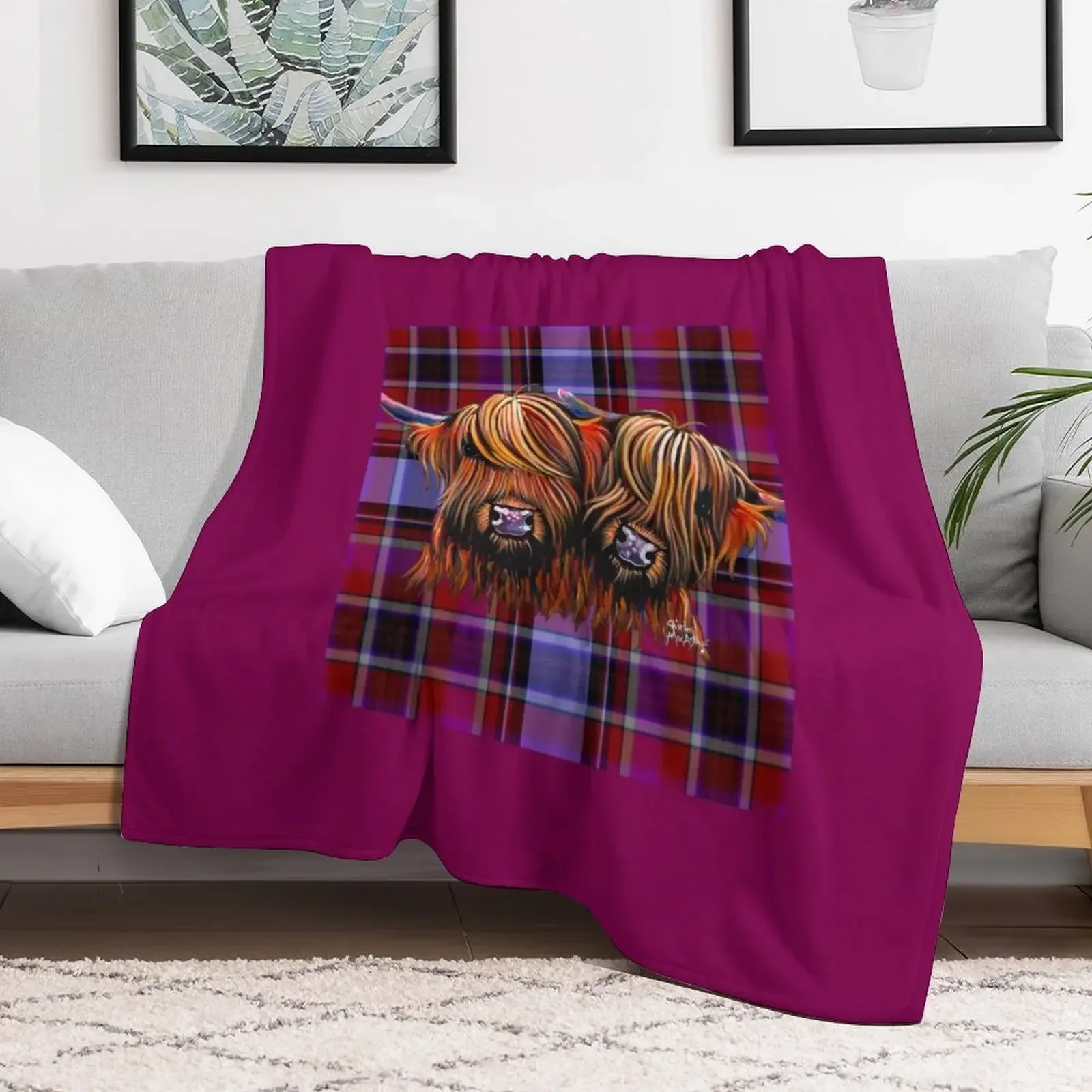 

HiGHLaND CoW PRiNT ' PaLS oN TaRTaN ' BY SHiRLeY MacARTHuR Throw Blanket anime Luxury Blankets