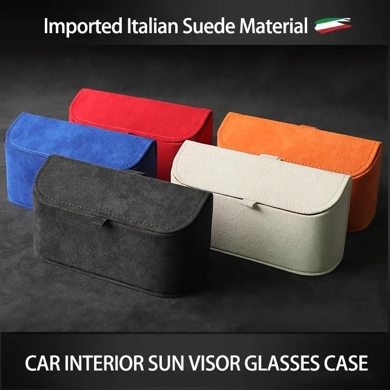 

Alcan tara Car Accessories Interior Universal Glasses Box Case Sun Visor Eyeglass Holder Fastener Clip Storage Bag For Sunglasse