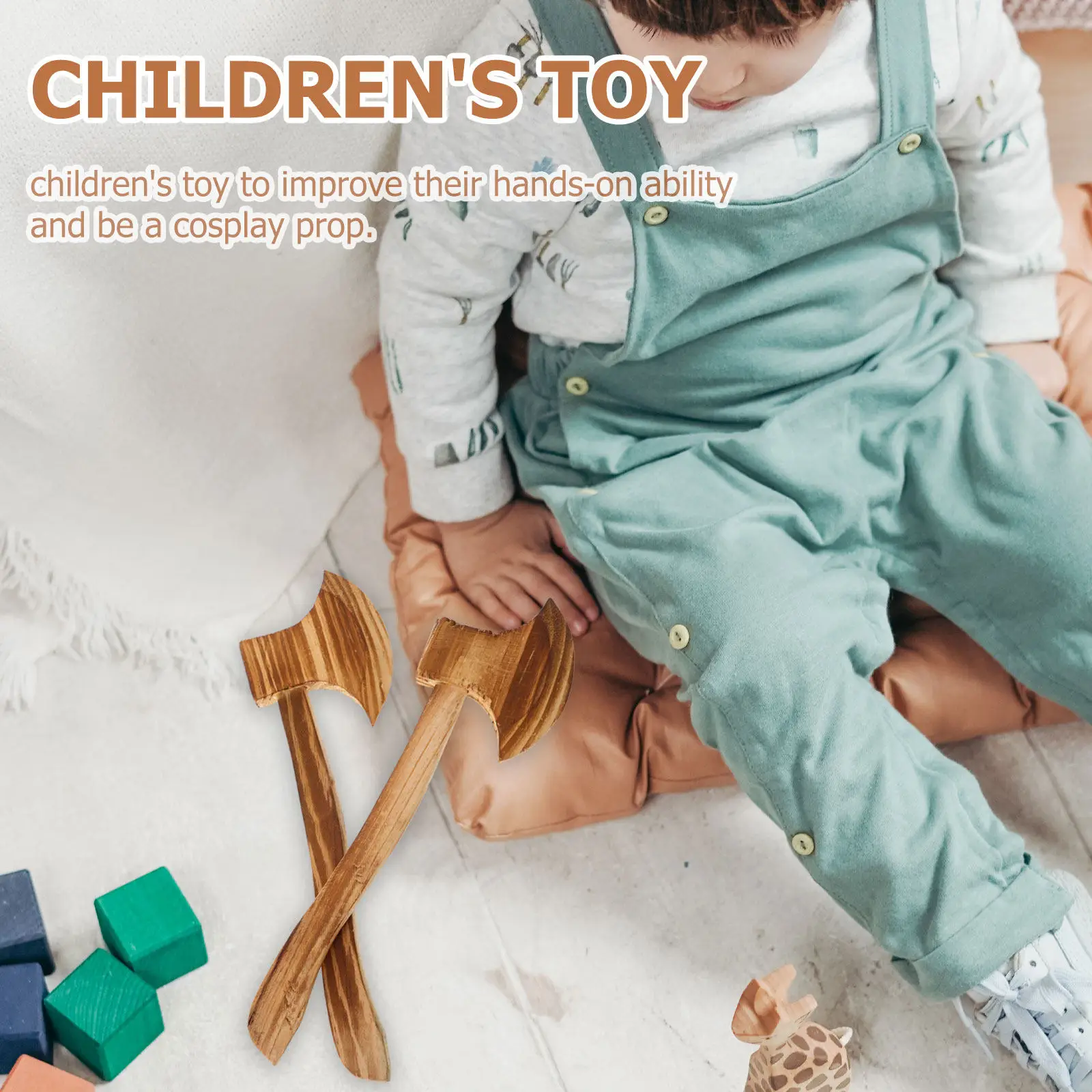 2 hachas de madera, accesorios de disfraz de Halloween de primera calidad, accesorios de cosplay, colección decorativa, herramientas de juego divertidas y novedosas