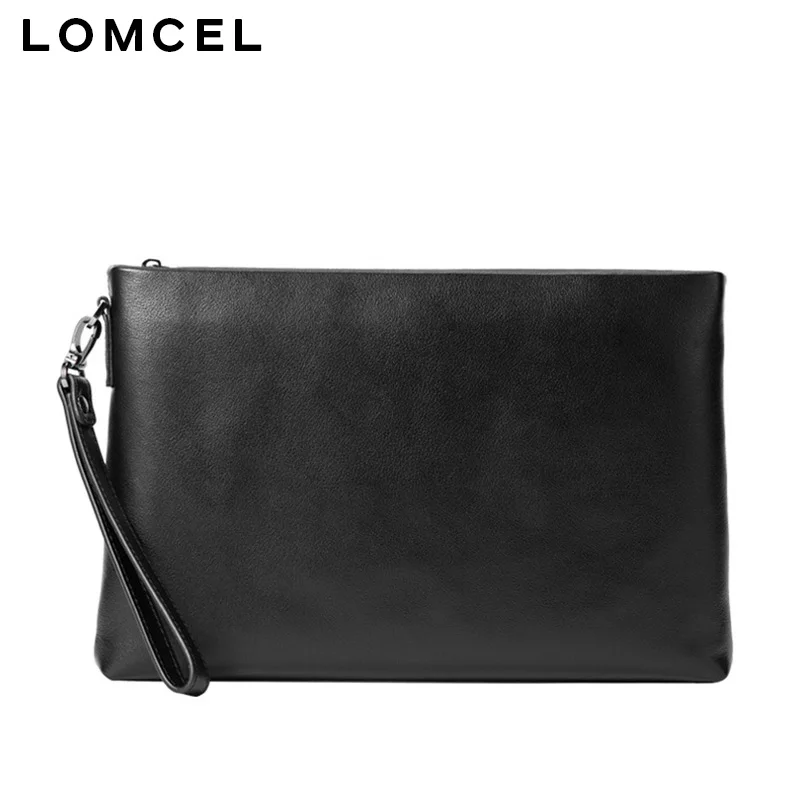 LOMCEL P49 summer leather clutch bag, stylish and simple with anti theft feature and multiple compartments Business grade top