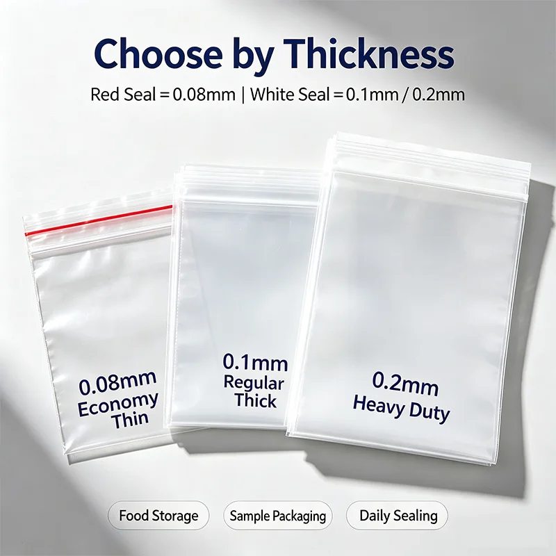 Transparent Reclosable Zip Bags Multi Thickness 0.08/0.1/0.2mm Plastic Sealed Pouches for Kitchen Travel Hardware Packaging view 3