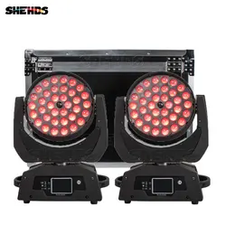 SHEHDS nuovo LED Wash Zoom 36x18W RGBWA + UV Moving Head Lighting con Flight Case per DJ Disco Party Stage Lighting