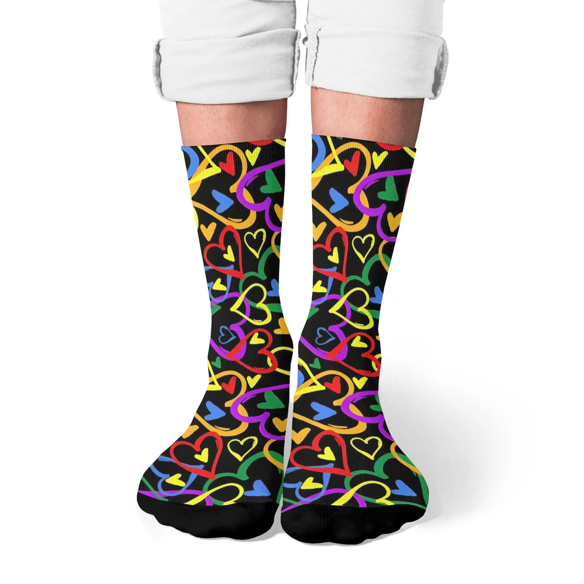 للجنسين العصرية النيون القلب الفن طاقم الجوارب تريبي الحب الفن مع قلوب ملونة لينة الدافئة للاستخدام اليومي وهدايا زوجين الحب