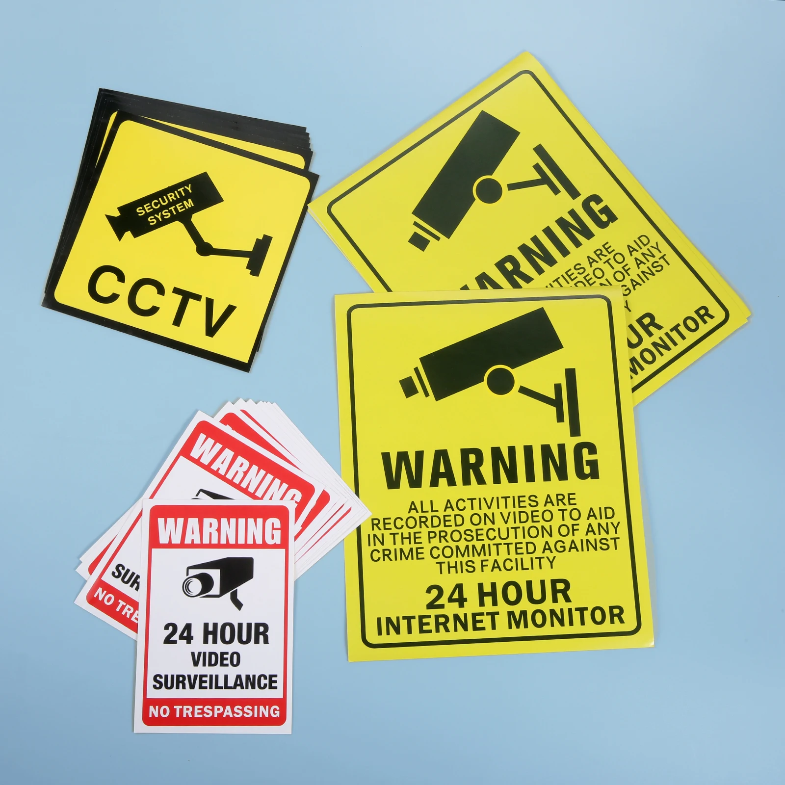 10pcs/lot Video Surveillance Security Stickers 24H Video Camera System Warning Sign Wall Decal Public Area Security