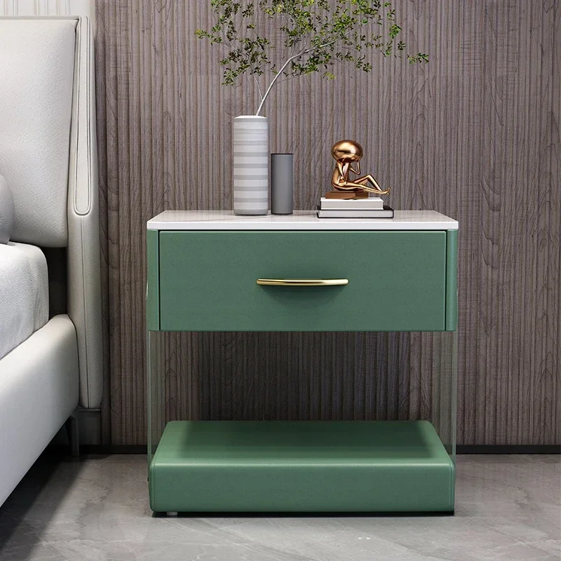 Comfortable Drawer Bedroom Bed Side Table Low Bedside Aesthetic Open Cabinets Simple Mini Tables Narrow End Room Desk Furniture