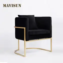 Nordic Gold Simple Backrest Lounge Stool Light Luxury Negotiation Seats Bedroom Dressing Table Makeup Chair Living Room Chair