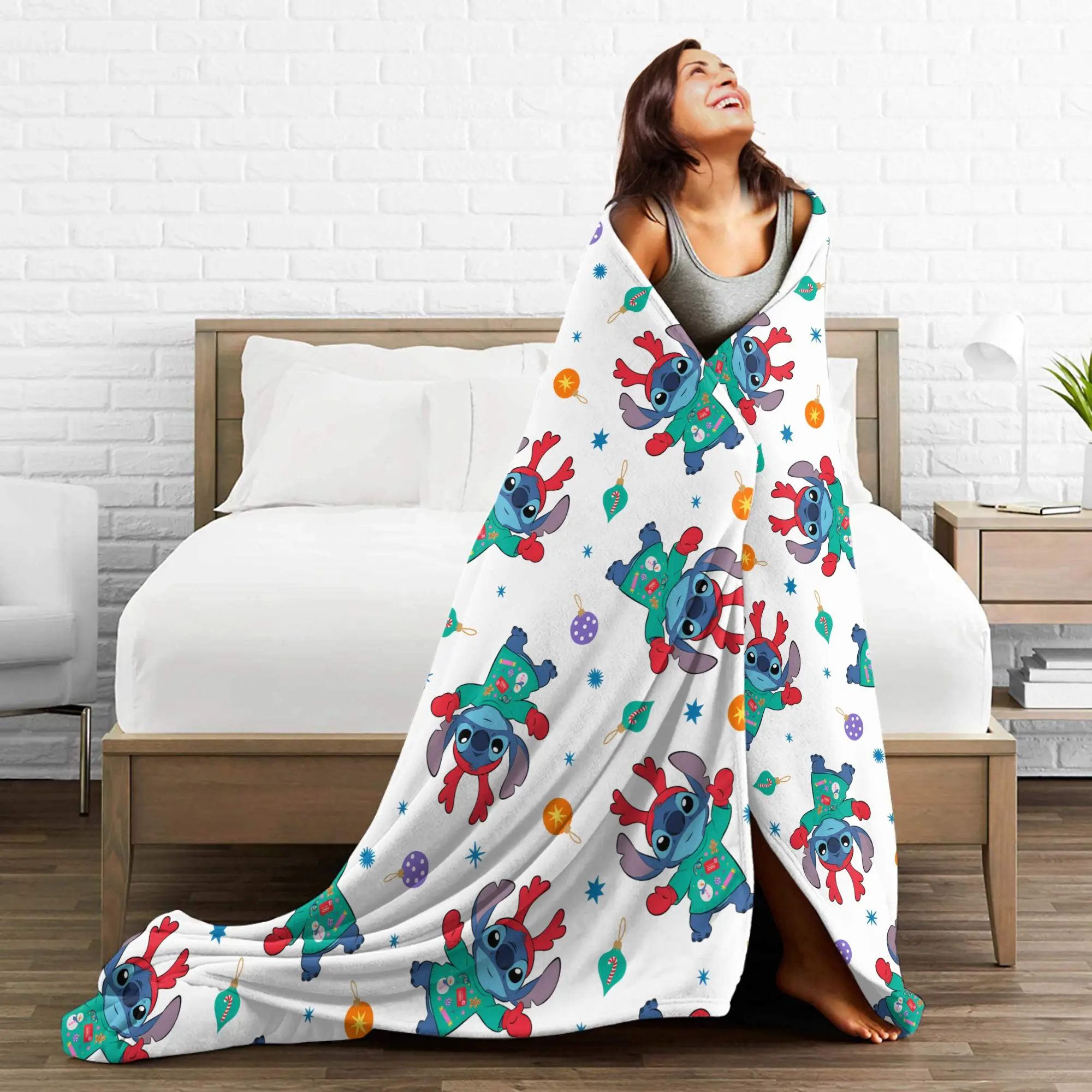 لطيف غرزة عيد الميلاد بطانية السفر مكتب الفانيلا رمي بطانية لغرفة النوم الدافئة جودة مخصصة المفرش هدية عيد ميلاد