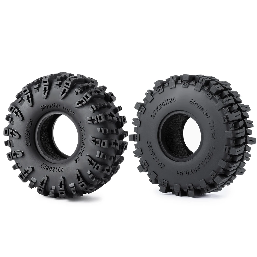 YEAHRUN 4Pcs 64*24mm/27mm Swamper Mud Terrain Rubber Wheel Tires for Axial SCX24 1/24 TRX-4M 1/18 RC Crawler Car Upgrade Parts