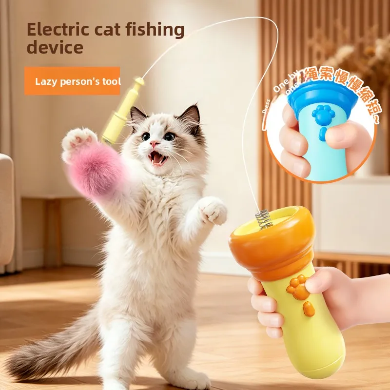 Electric Cat Teaser Toy,One‑Button Launch Interactive Play Toy,Energy Consuming Pet Toy Cat Supplies