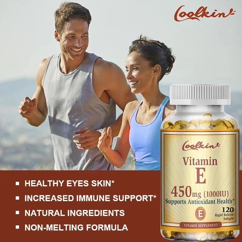 Natural Vitamin E Capsules - Brightens Skin, Tightens Skin, Reduce Wrinkles, Anti-aging, Antioxidant, Supports ImmuneSupplement