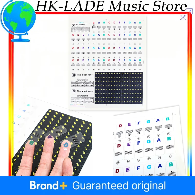 IRIN انفصال البيانو ملصقات لوحة المفاتيح الموسيقى مائي ملاحظات 49/54/61/88 مفتاح البيانو الإلكتروني الطيف ملصق رمز للوحة المفاتيح #1