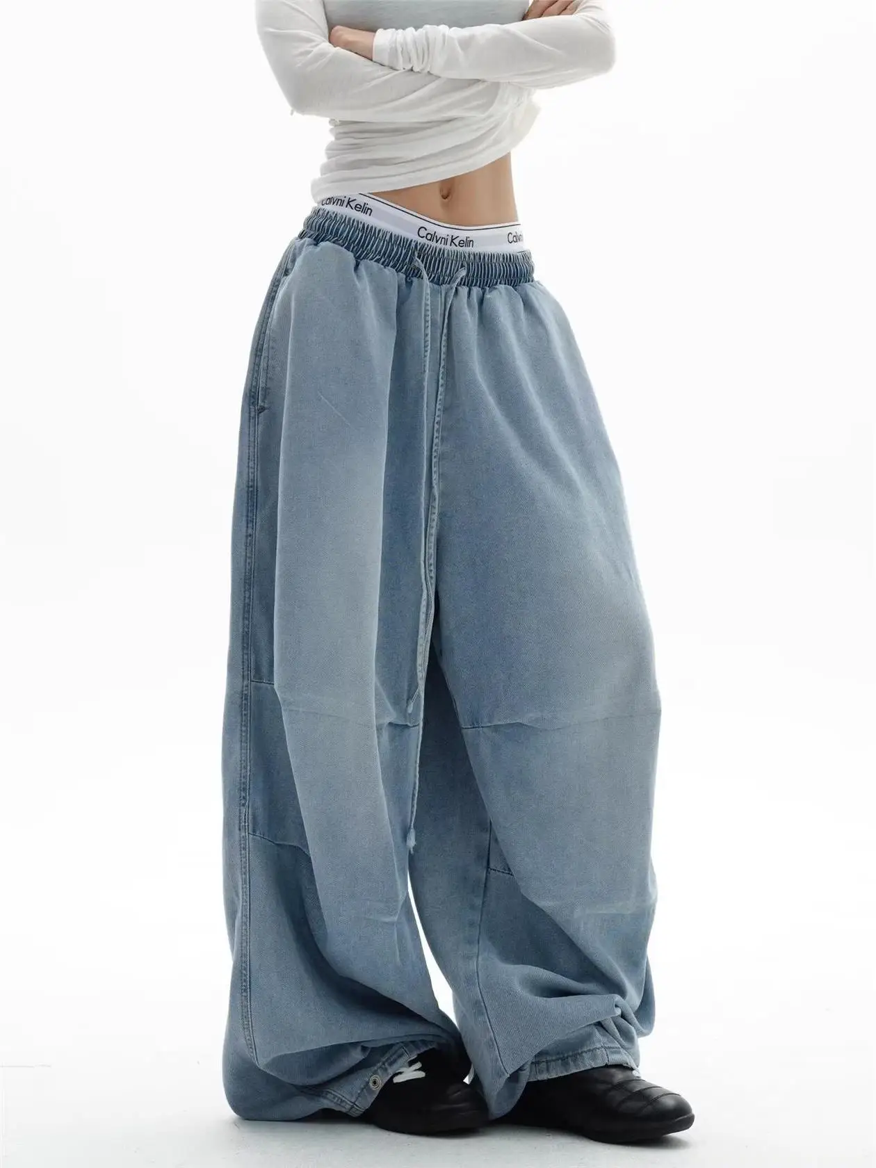 

Casual High-Waisted Loose Fit Color Denim Pants Fashionable Street Style Versatile Loose Leggings for Women